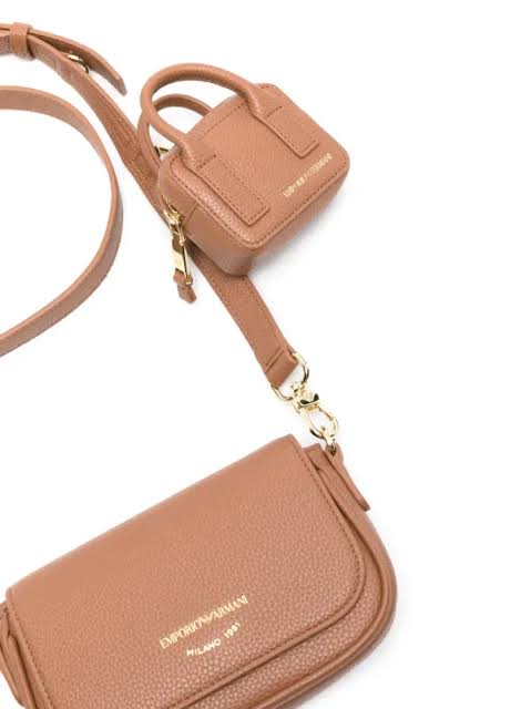 Emporio Armani Pebbled Leather Mini Crossbody Bag in brown