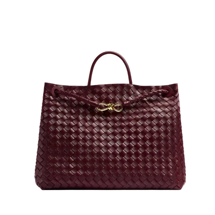 Bottega Veneta Medium Andiamo Bag Barolo Intrecciato Leather With Knotted Strap