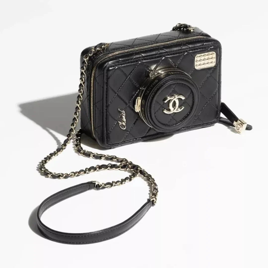 Chanel Camera Lambskin Quilted Coco Click Bag Black