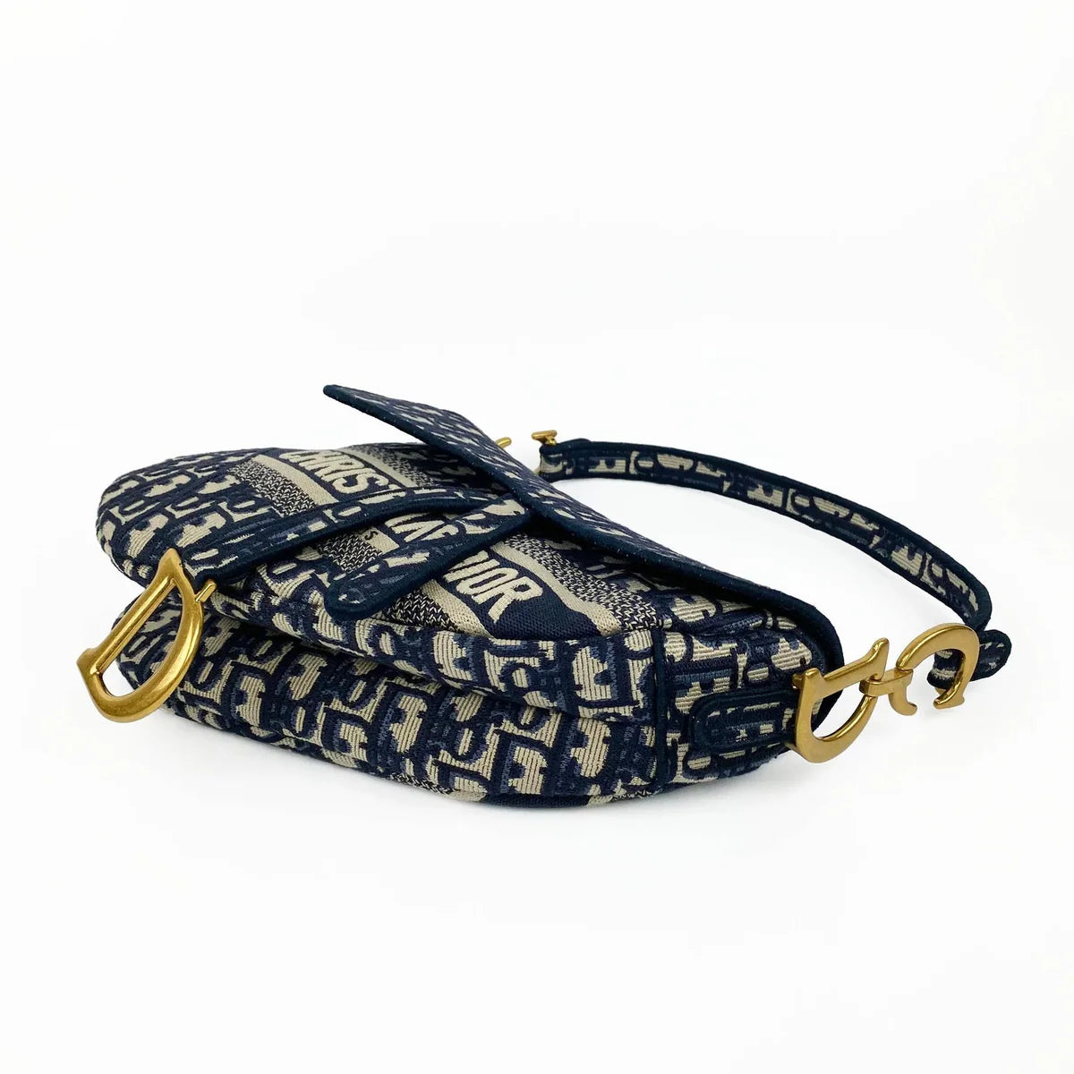 Dior Saddle Bag Blue Dior Oblique Embroidery