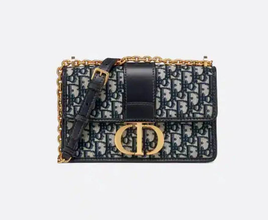 Dior 30 MontaigneI Chain Bag Blue Oblique Jacquard