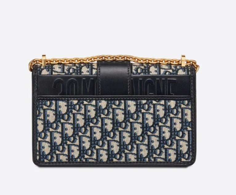 Dior 30 MontaigneI Chain Bag Blue Oblique Jacquard