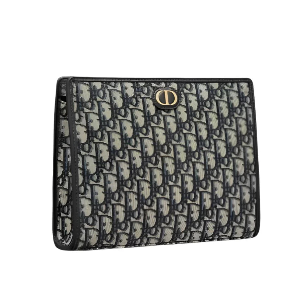 Dior Medium 30 Montaigne Pouch Blue Oblique Jacquard