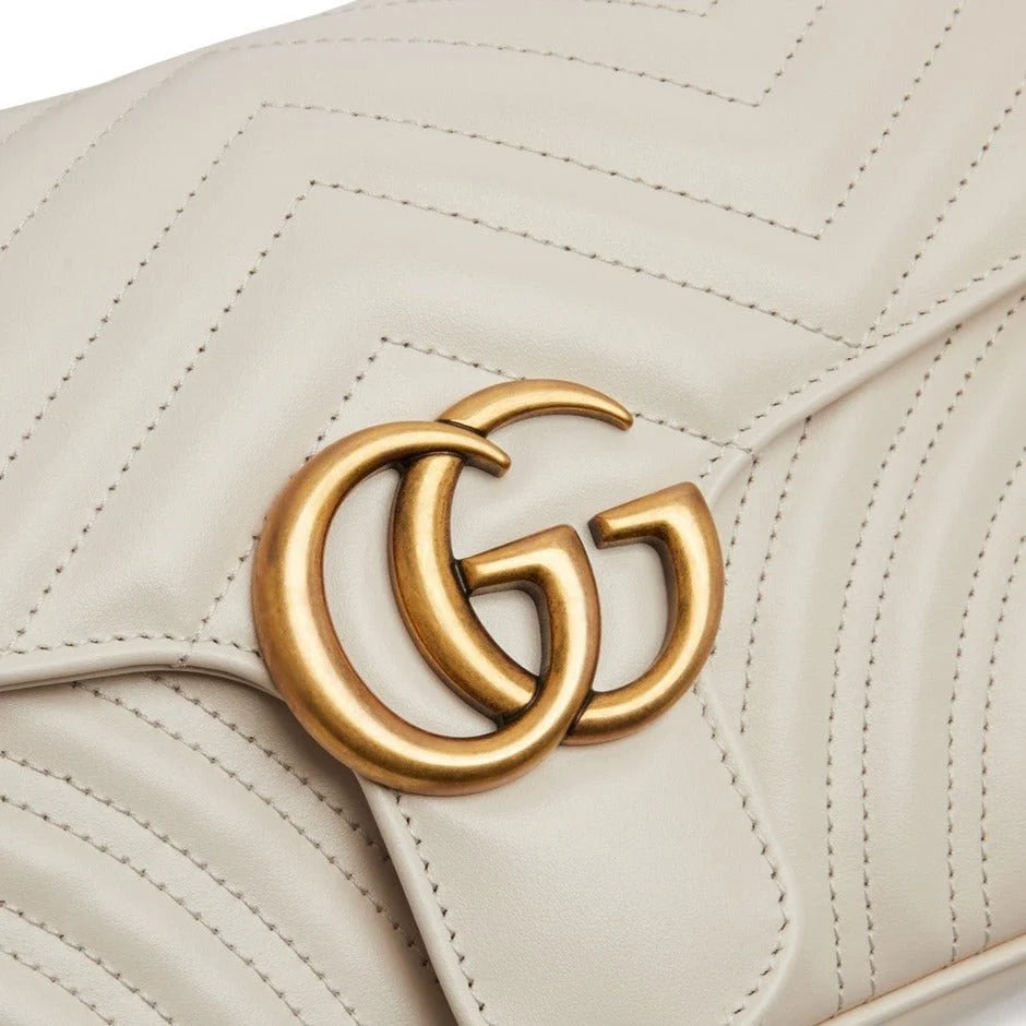 Gucci GG Marmont White Small Leather Shoulder Bag