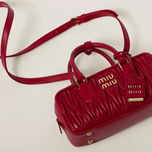 Miu Miu Arcadie Matelassé Nappa Leather -Bag Red