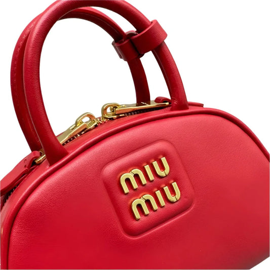 Miu Miu Top-Handle Bag In Leather With Gold-Tone Hardware Red