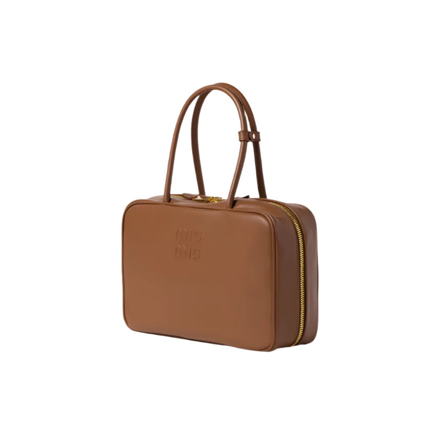 Miu Miu Leather Beau Bag Cognac