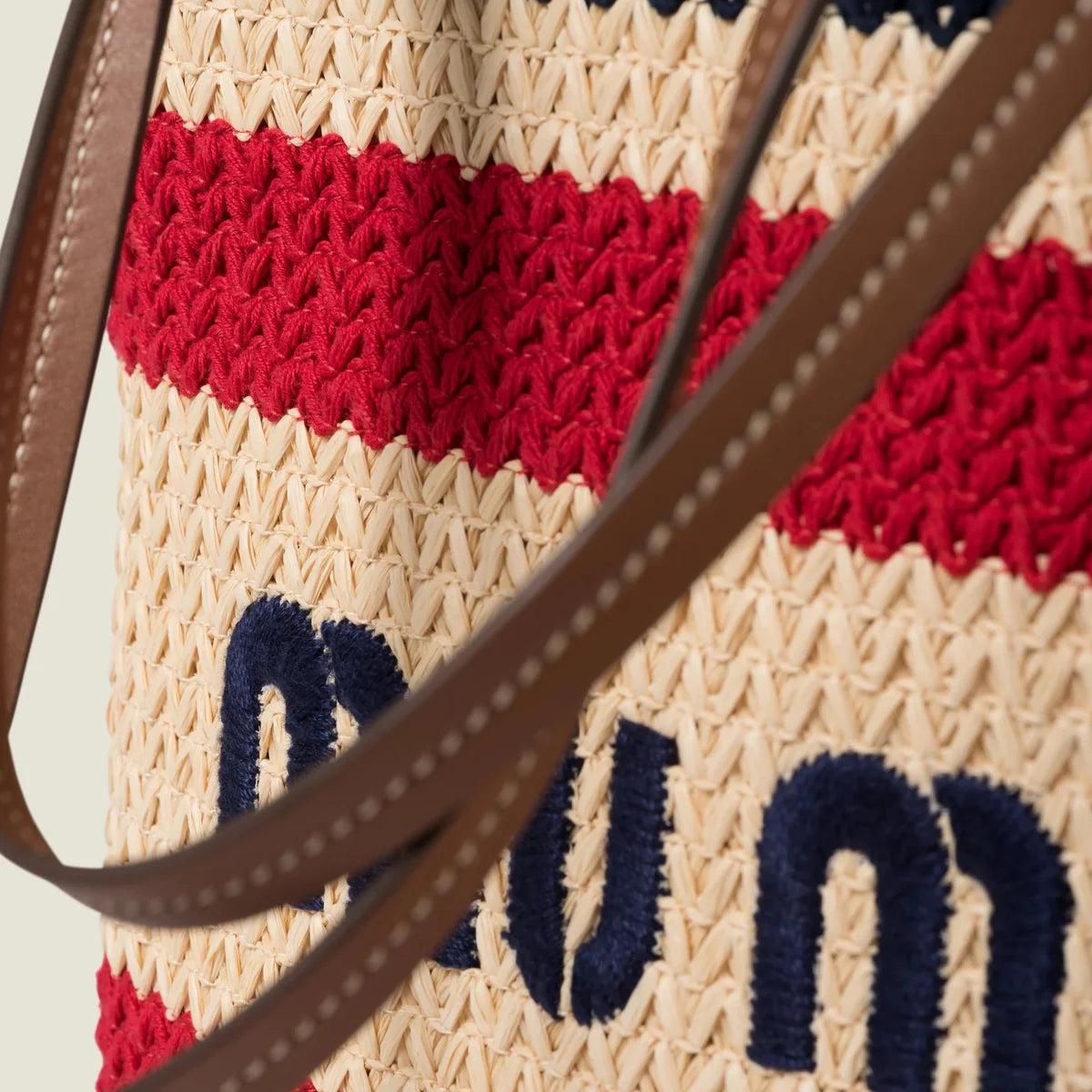 Miu Miu Raffia-Effect Woven Tote Bag