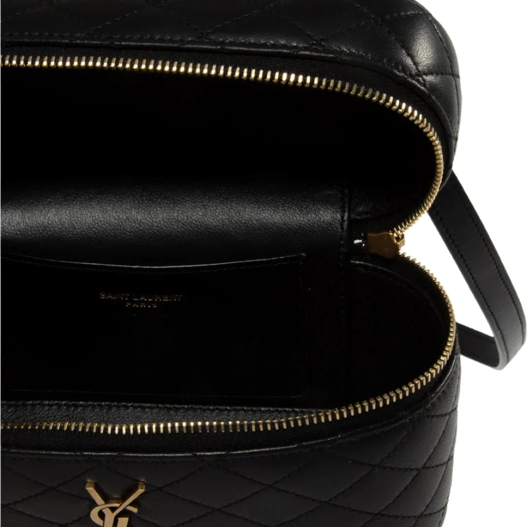 Yves Saint Laurent Black Vanity Bag With Cassandre In Quilted Leather Woman