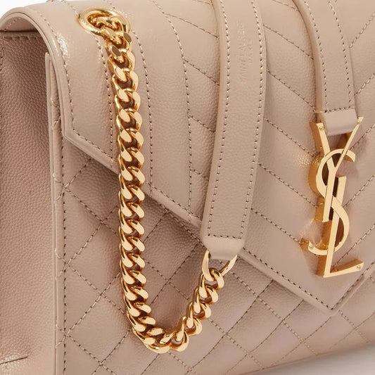 Yves Saint Laurent Cassandre Beige Quilted Leather Shoulder Bag