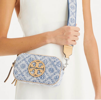 Tory Mini Miller T Monogram denim crossbody bag