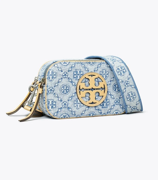 Tory Mini Miller T Monogram denim crossbody bag