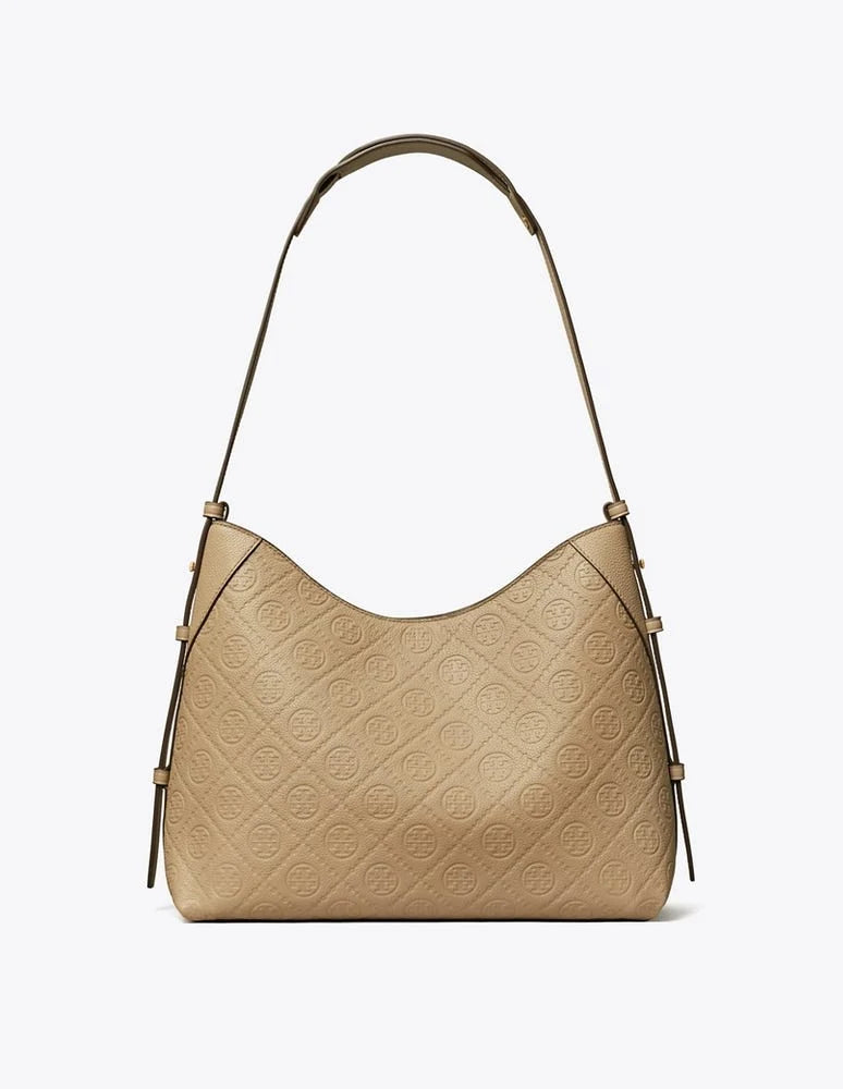 Tory Monogram Pebble Leather Shoulder Bag