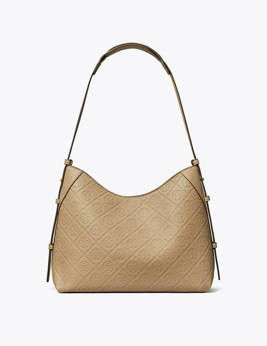 Tory Monogram Pebble Leather Shoulder Bag
