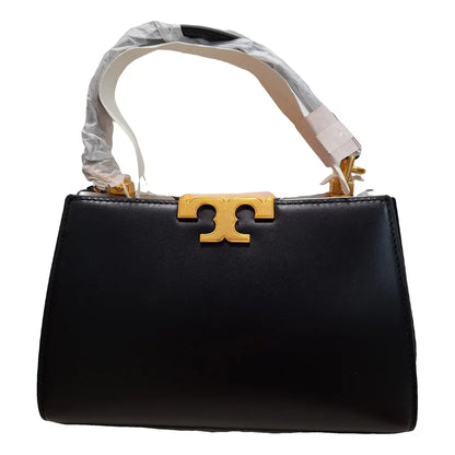 TORY BURCH ELEANOR LEATHER TOTE BAG IN BLACK