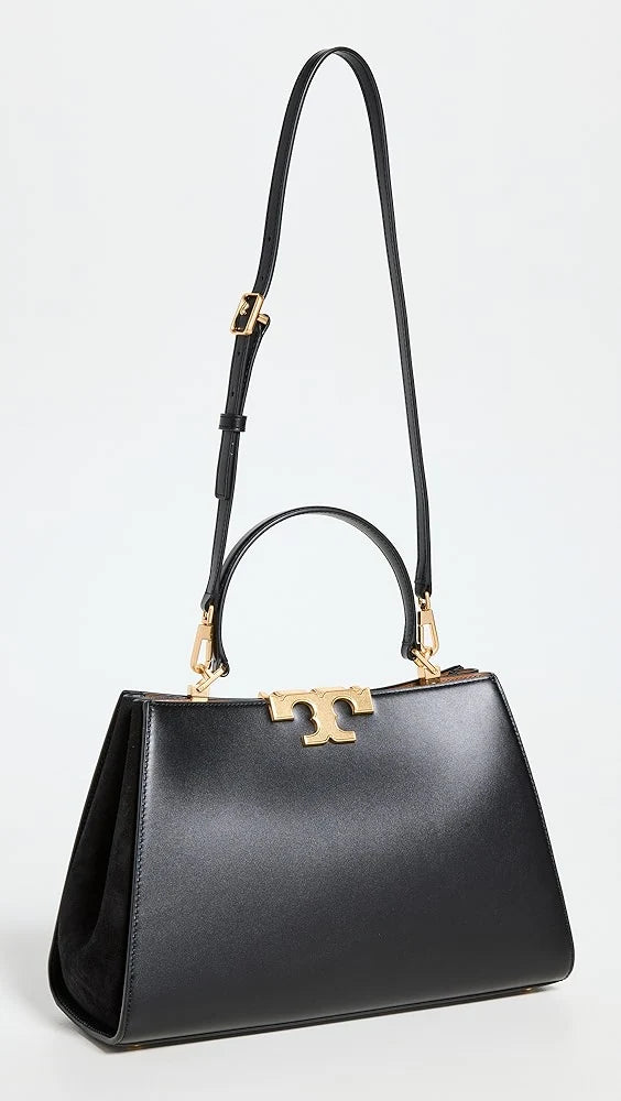 TORY BURCH ELEANOR LEATHER TOTE BAG IN BLACK