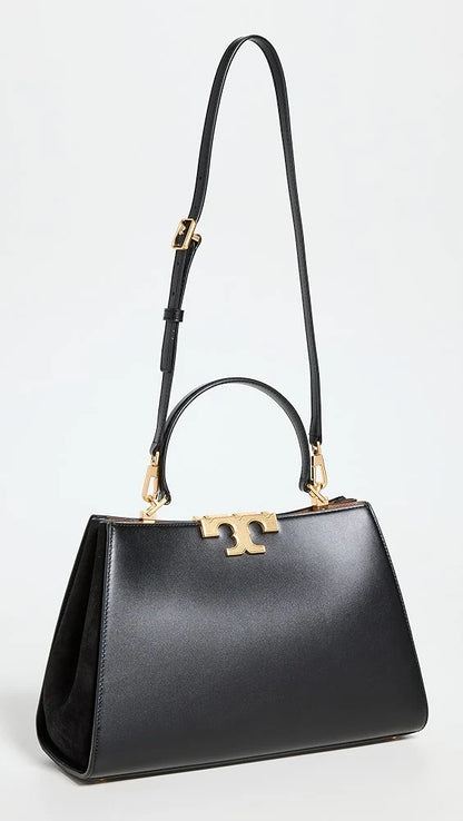 TORY BURCH ELEANOR LEATHER TOTE BAG IN BLACK