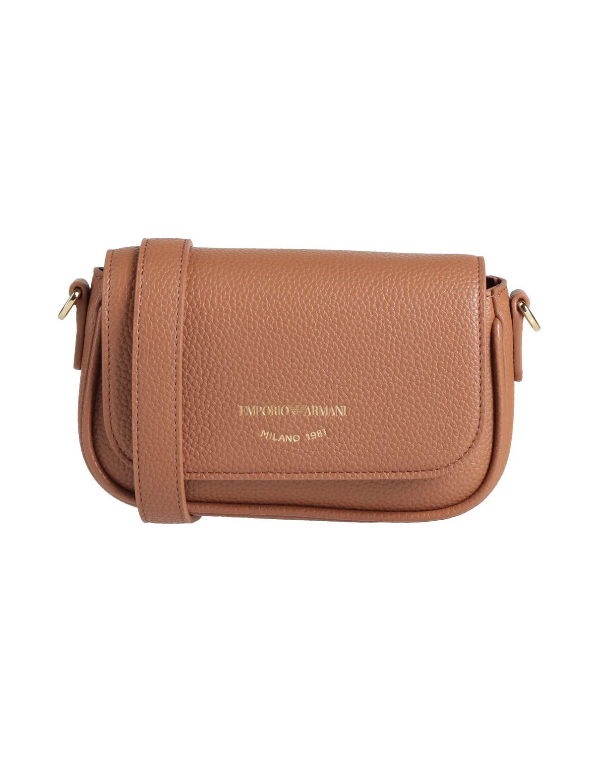 Emporio Armani Pebbled Leather Mini Crossbody Bag in brown