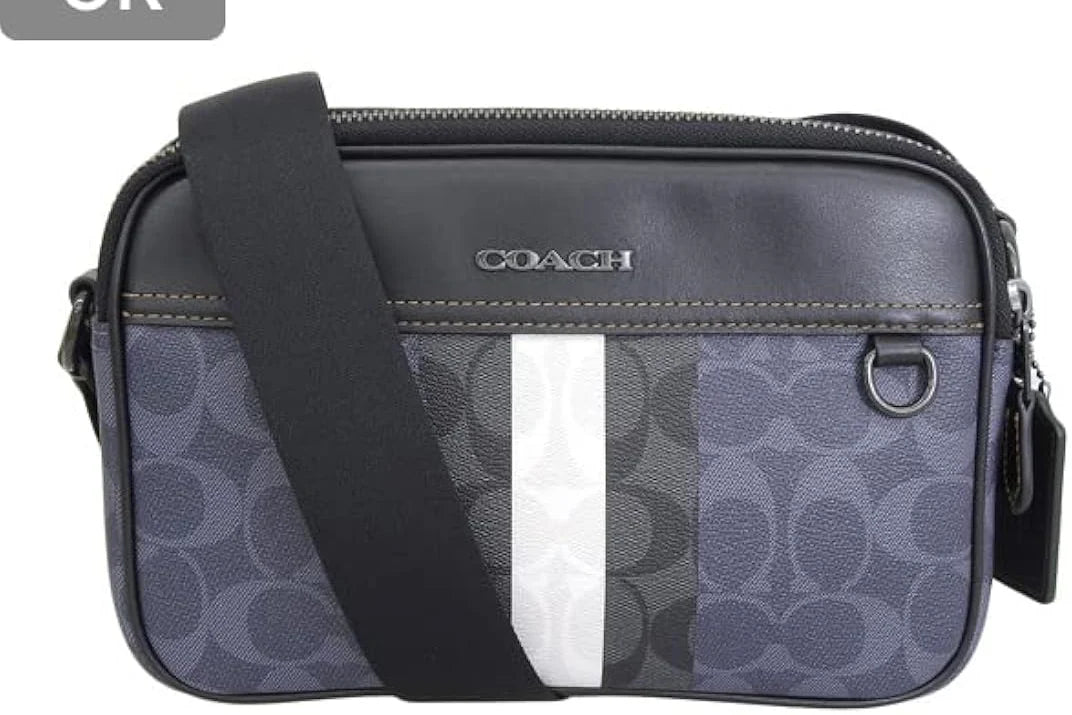 Coach Graham Crossbody Stripe Blue Signature Canvas
