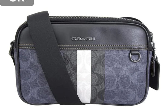 Coach Graham Crossbody Stripe Blue Signature Canvas