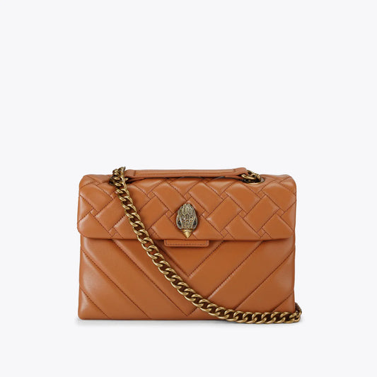 Mini Kensington Quilted Leather Convertible Crossbody Bag in Brown