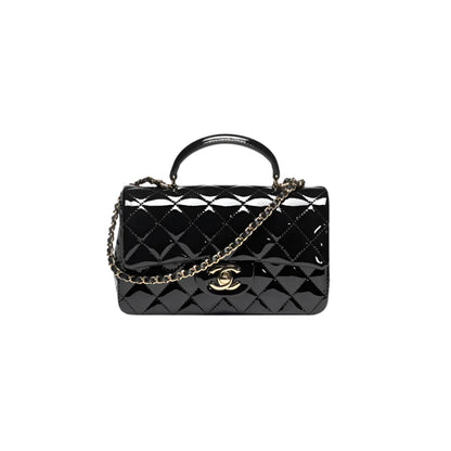 Chanel Mini Classic Handbag with Top Handle – Patent Calfskin & Gold-Tone Metal