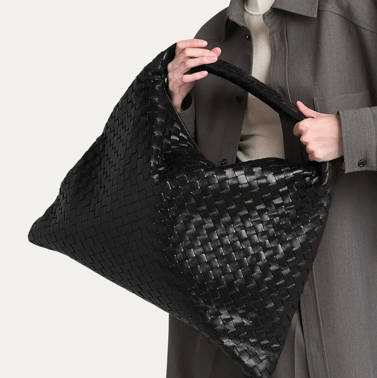 Bottega Large Hop Bag With Intrecciato Leather