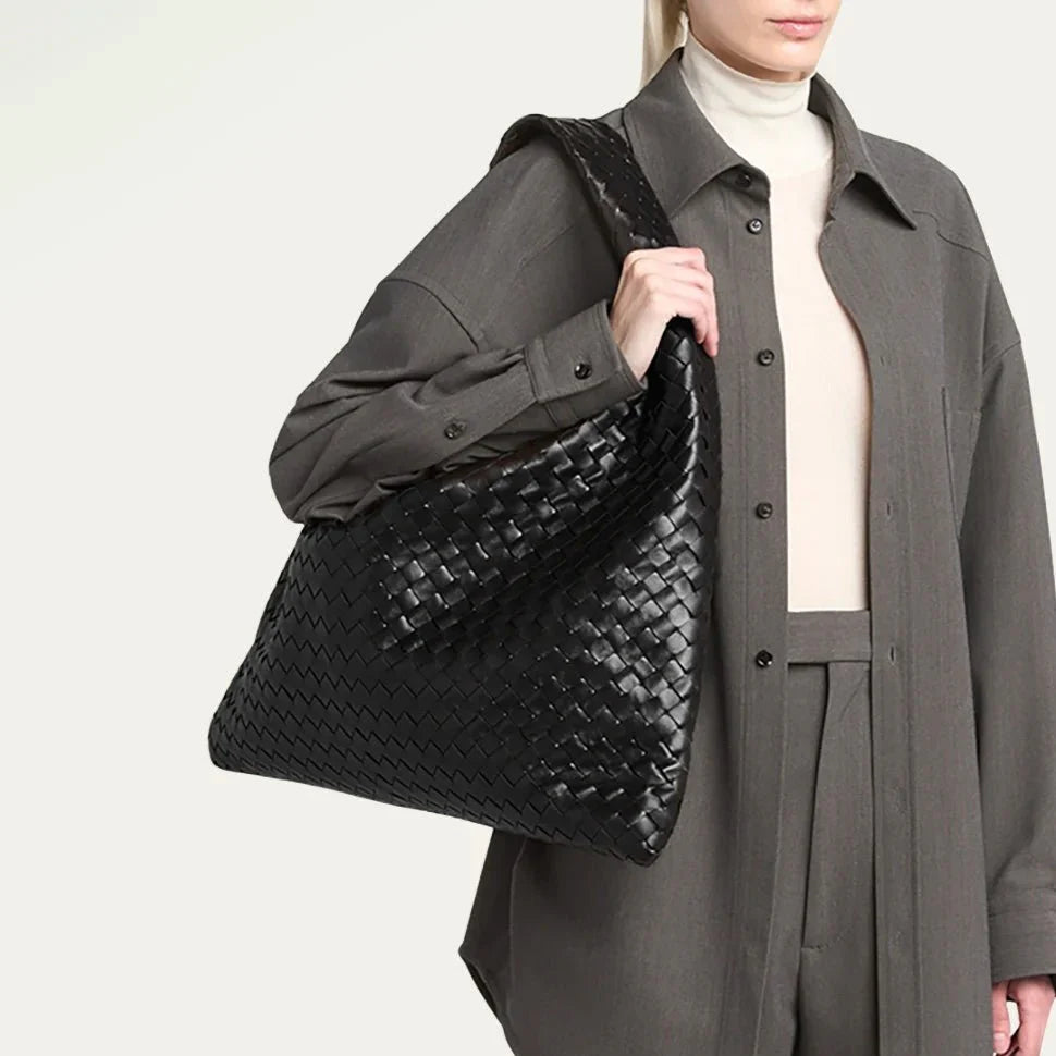 Bottega Large Hop Bag With Intrecciato Leather