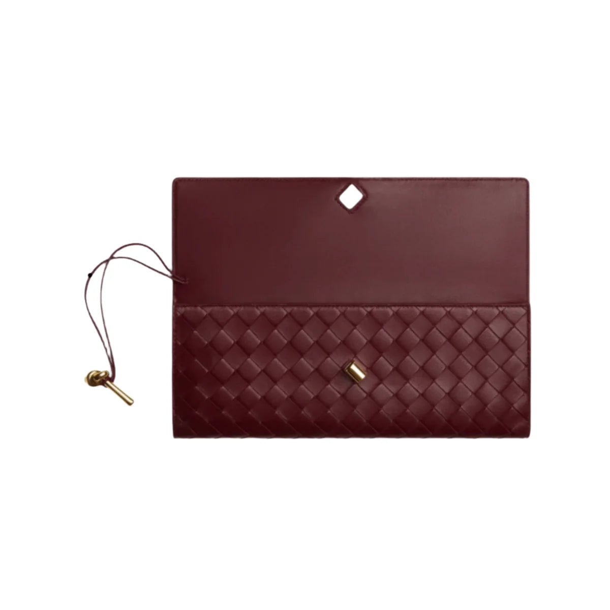 Bottega Veneta Andiamo Clutch – Barolo Intrecciato Leather With Brass