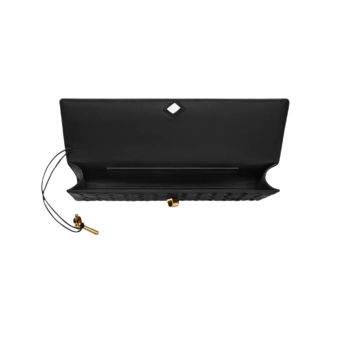 Bottega Veneta Andiamo Clutch – Black Intrecciato Leather
