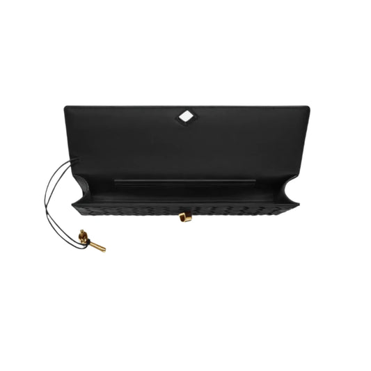 Bottega Veneta Andiamo Clutch – Black Intrecciato Leather