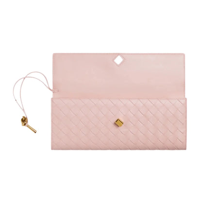 Bottega Veneta Andiamo Clutch Rose Pink Leather with Knotted Strap Feminine Italian Elegance