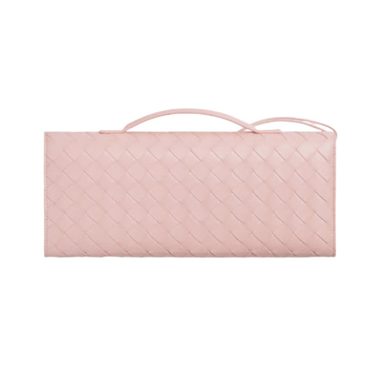 Bottega Veneta Andiamo Clutch Rose Pink Leather with Knotted Strap Feminine Italian Elegance
