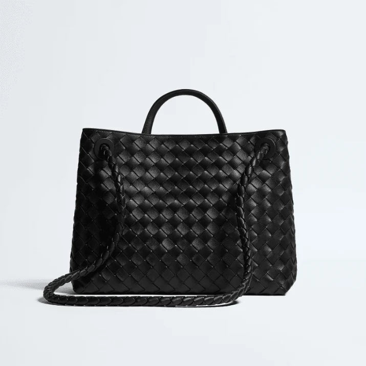 Bottega Veneta Medium Andiamo Crossbody Bag in Intrecciato Leather Black
