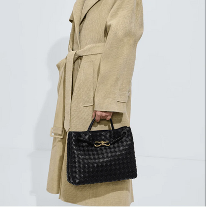 Bottega Veneta Medium Andiamo Crossbody Bag in Intrecciato Leather Black