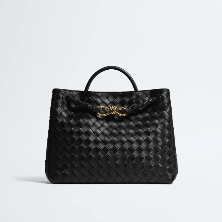 Bottega Veneta Medium Andiamo Crossbody Bag in Intrecciato Leather Black