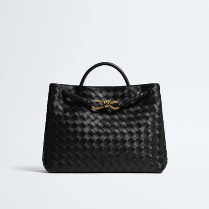 Bottega Veneta Medium Andiamo Crossbody Bag in Intrecciato Leather Black