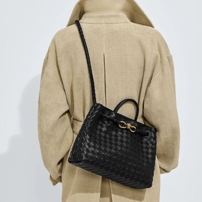 Bottega Veneta Medium Andiamo Crossbody Bag in Intrecciato Leather Black