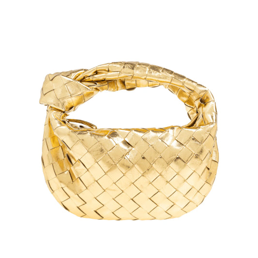 Bottega Veneta Mini Jodie Metallic Gold Leather Bag