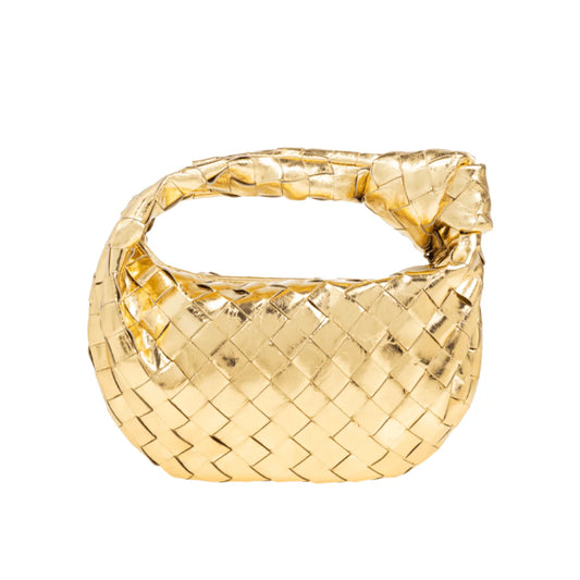 Bottega Veneta Mini Jodie Metallic Gold Leather Bag