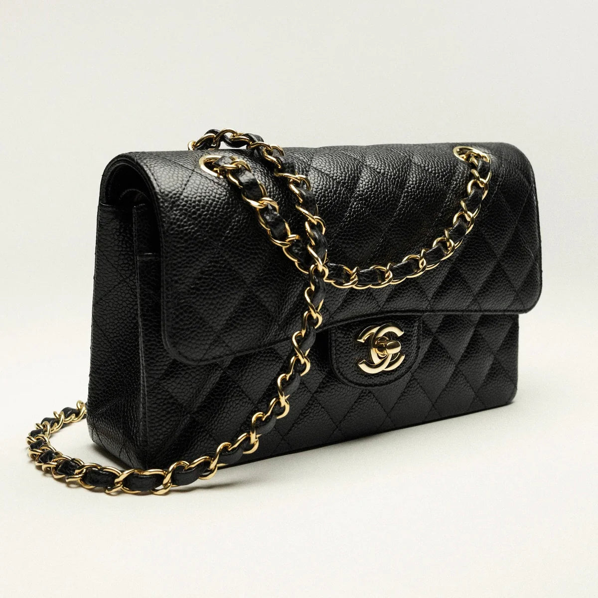 Chanel Classic Handbag Grained Calfskin & Gold-Tone Metal