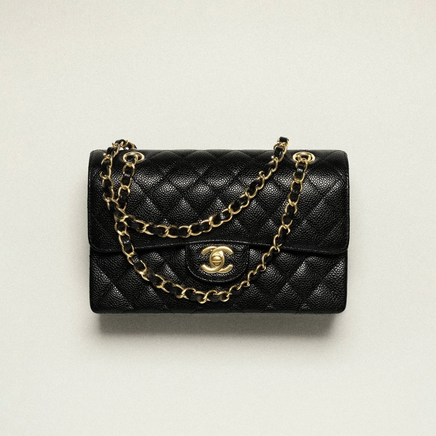 Chanel Classic Handbag Grained Calfskin & Gold-Tone Metal