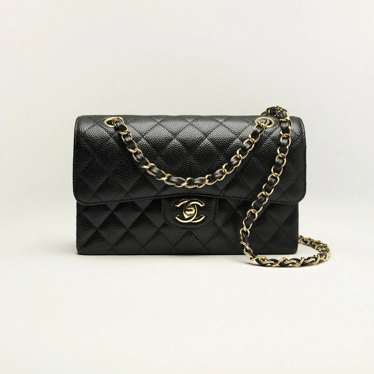 Chanel Classic Handbag Grained Calfskin & Gold-Tone Metal