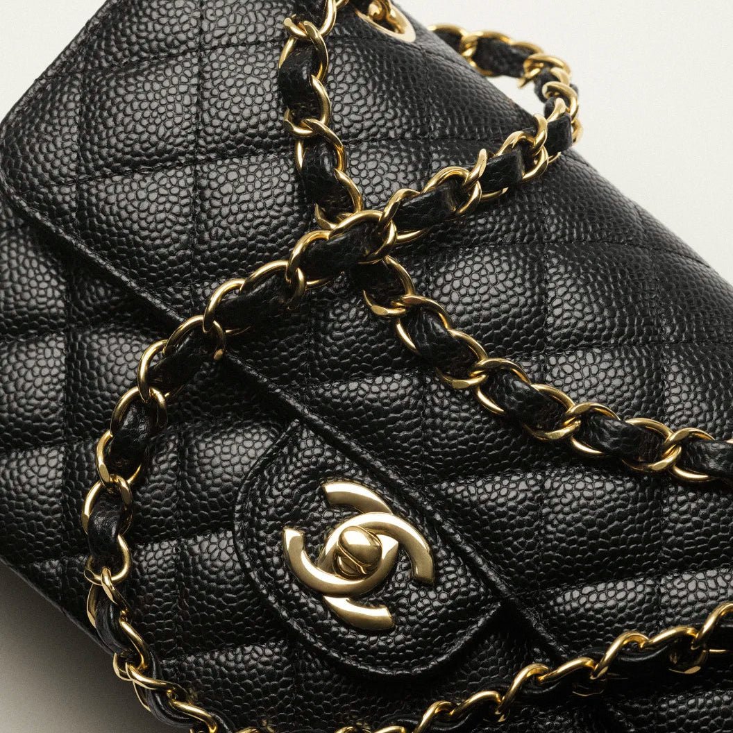 Chanel Classic Handbag Grained Calfskin & Gold-Tone Metal