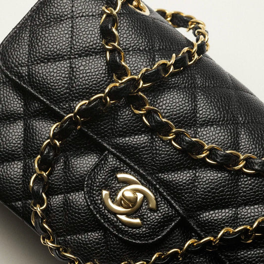 Chanel Classic Handbag Grained Calfskin & Gold-Tone Metal