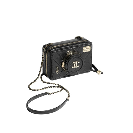 Chanel Camera Lambskin Quilted Coco Click Bag Black