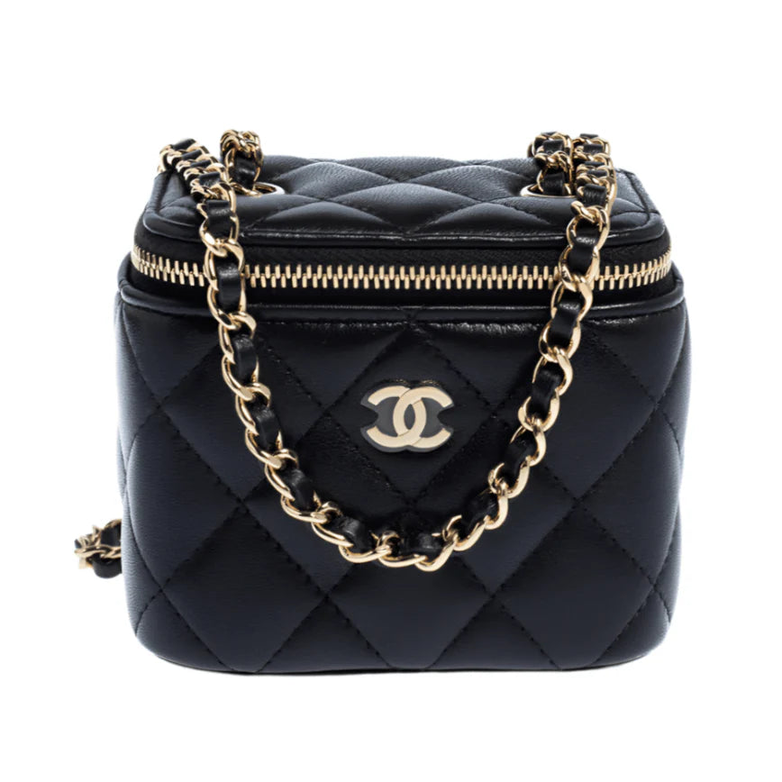 Chanel Mini Vanity Top Handle Bag in Black With Chain