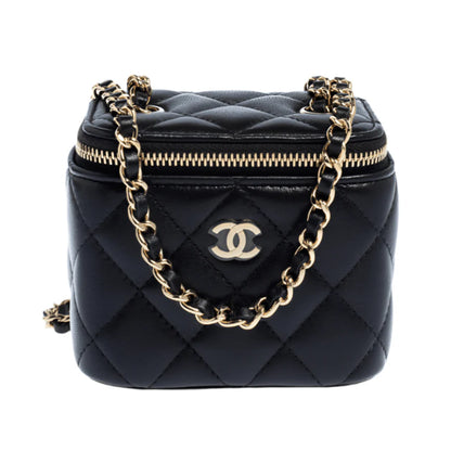 Chanel Mini Vanity Top Handle Bag in Black With Chain