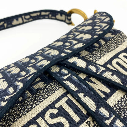 Dior Saddle Bag Blue Dior Oblique Embroidery