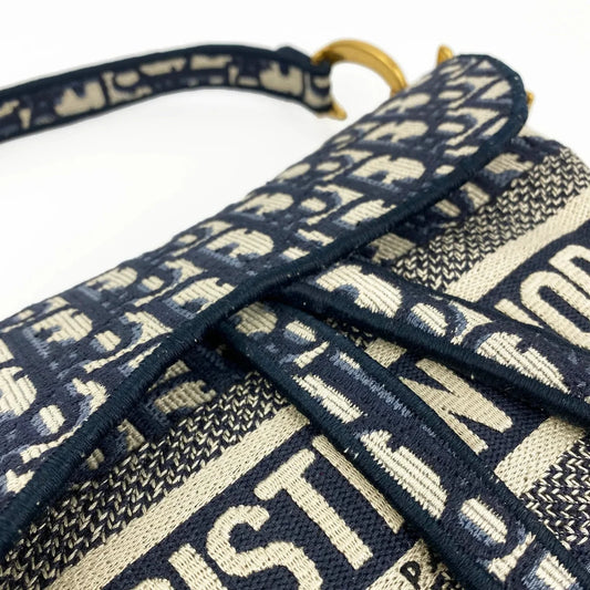 Dior Saddle Bag Blue Dior Oblique Embroidery